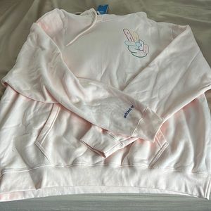 Adidas Men’s hoodie pink OG peace sign sweatshirt size 2xl